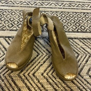 Fly London peep toe wedge